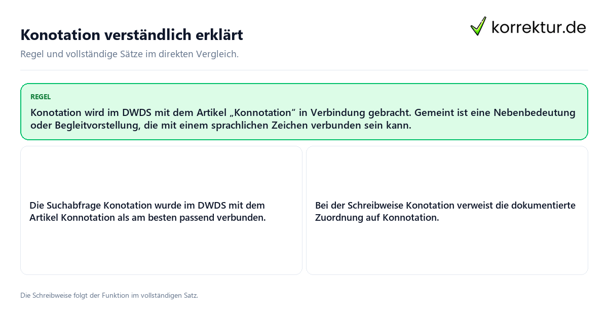 Konkrete Regel und vollständige Beispielsätze zu Konotation verständlich erklärt