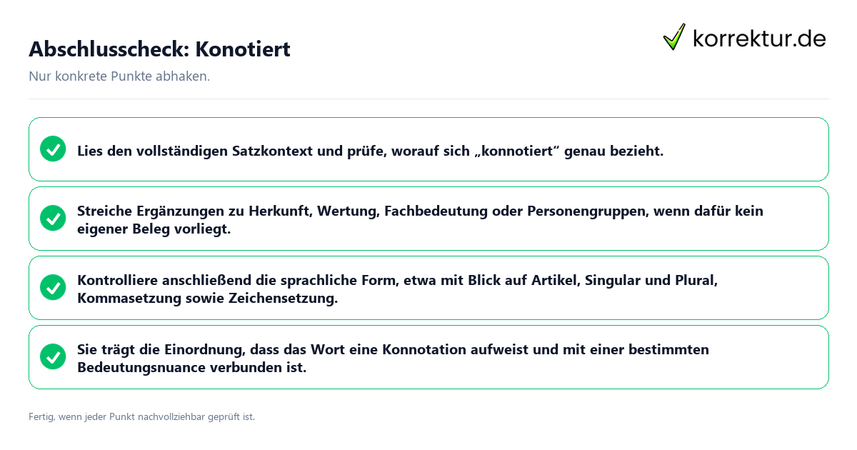 Konkreter Abschlusscheck zu Konotiert