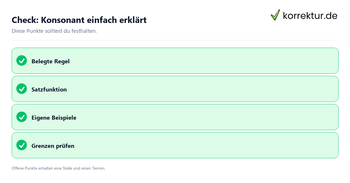 Konsonant einfach erklärt mit Checkliste für Unterlagen und nächste Schritte