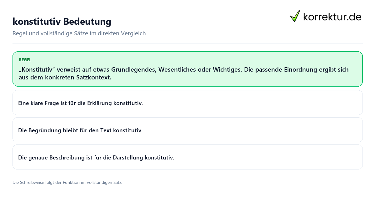 konstitutiv Bedeutung Konkrete Regel und vollständige Beispielsätze zu konstitutiv Bedeutung