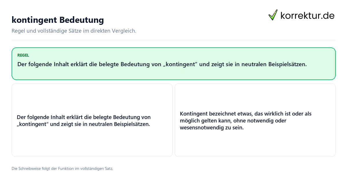kontingent Bedeutung Konkrete Regel und vollständige Beispielsätze zu kontingent Bedeutung