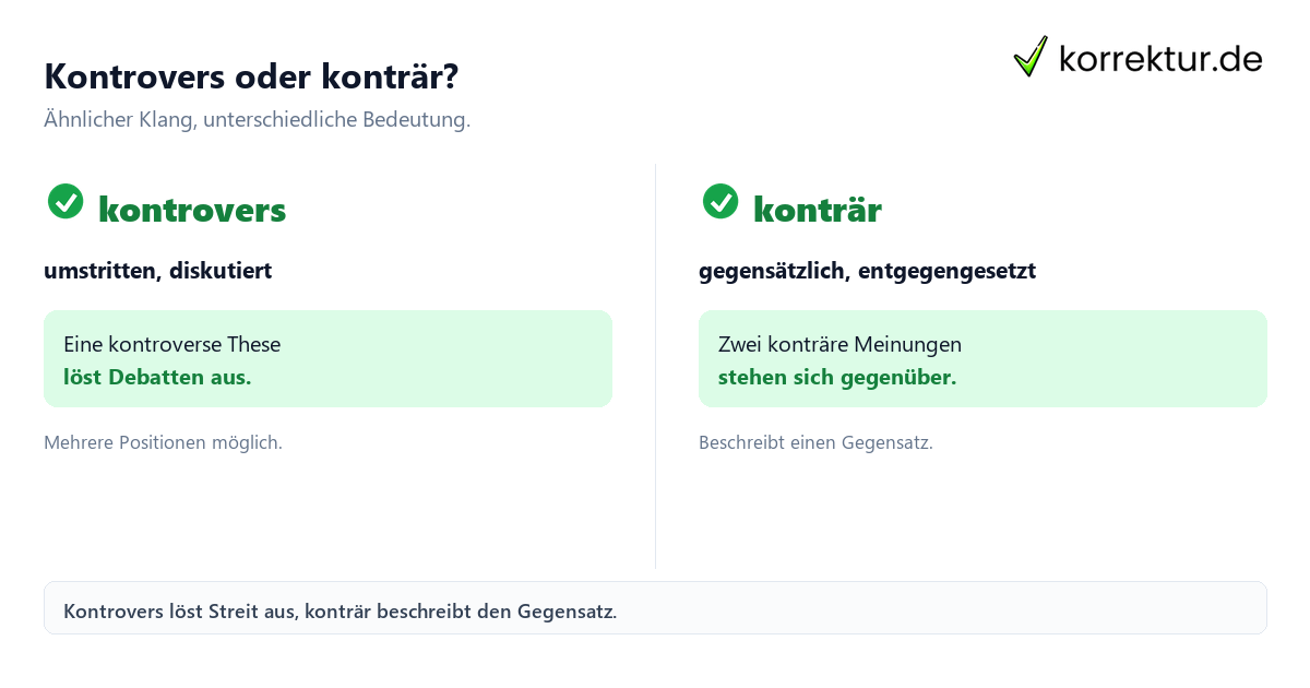 Kontrovers Bedeutung: Unterschied zwischen kontrovers und konträr
