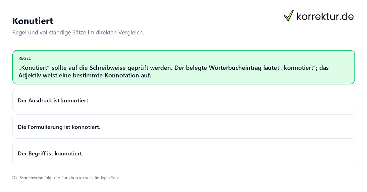 Konkrete Regel und vollständige Beispielsätze zu Konutiert