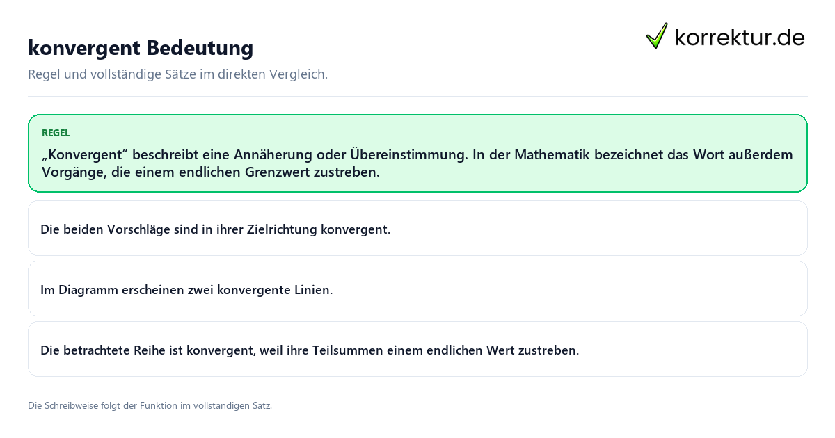 konvergent Bedeutung Konkrete Regel und vollständige Beispielsätze zu konvergent Bedeutung