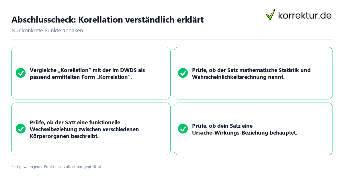 Konkreter Abschlusscheck zu Korellation verständlich erklärt