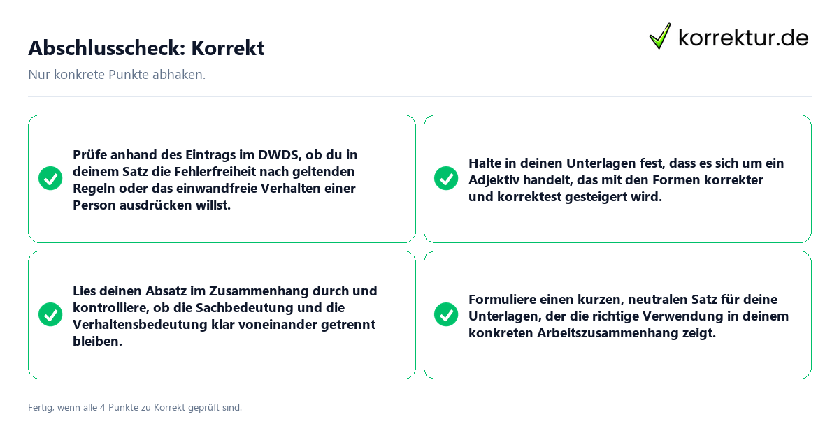 Abschlusscheck: Korrekt Konkreter Abschlusscheck zu Korrekt