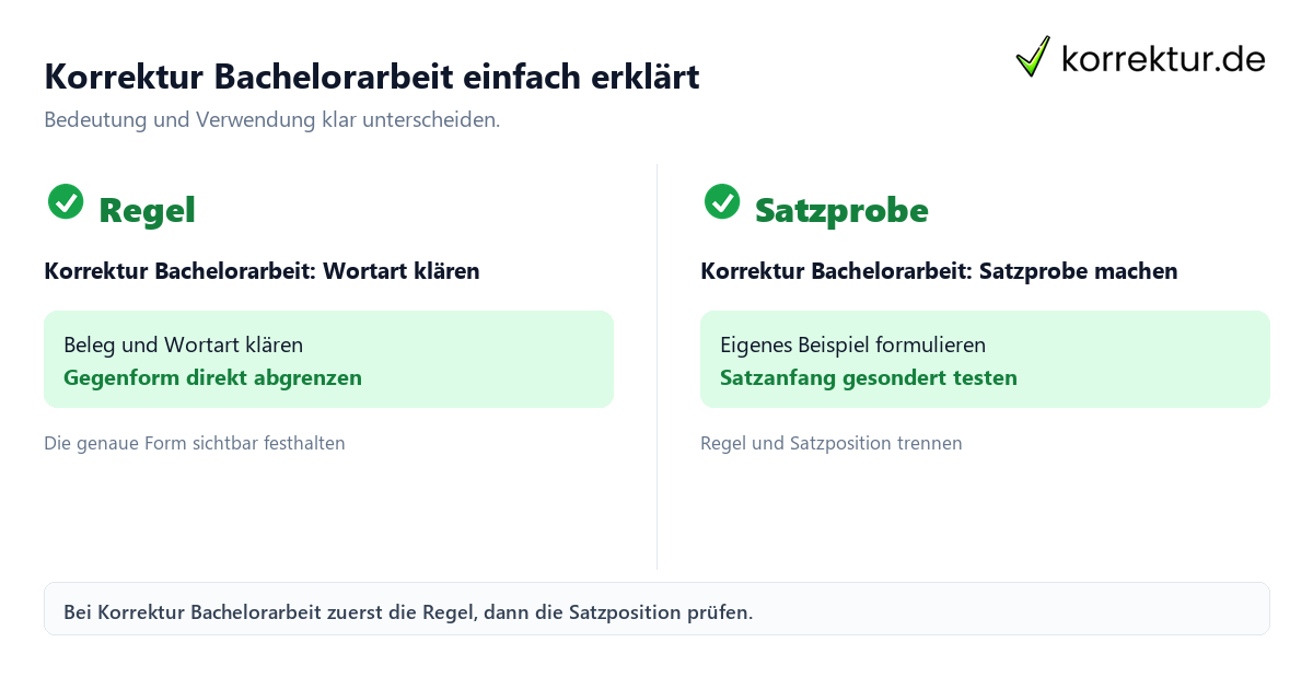 Korrektur Bachelorarbeit einfach erklärt mit Bedeutung und passender Verwendung im Vergleich