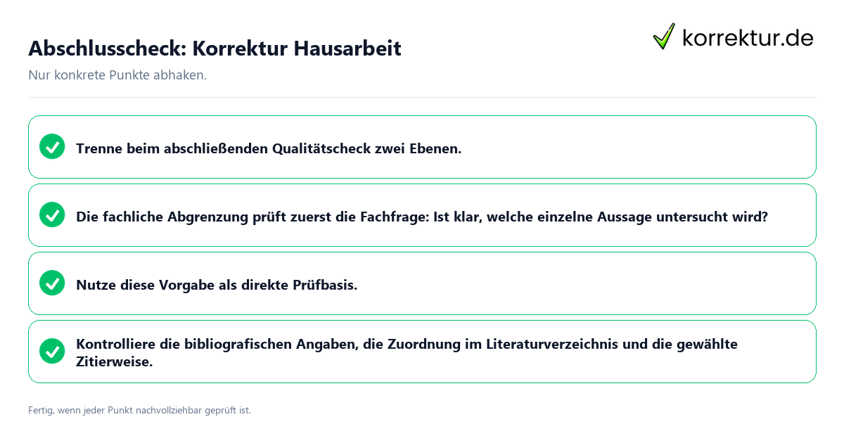 Konkreter Abschlusscheck zu Korrektur Hausarbeit