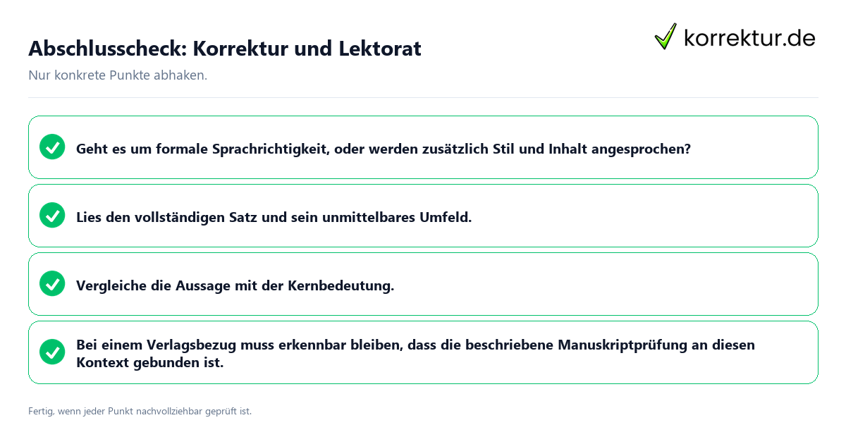 Konkreter Abschlusscheck zu Korrektur und Lektorat