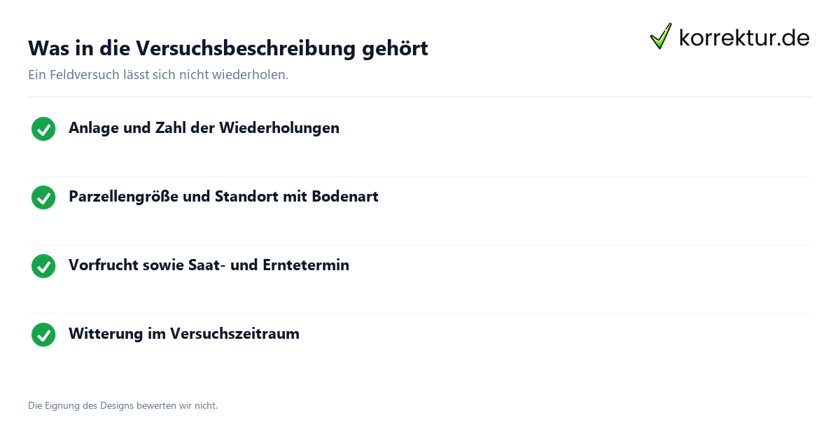 Agrarwissenschaft: Angaben zum Feldversuch