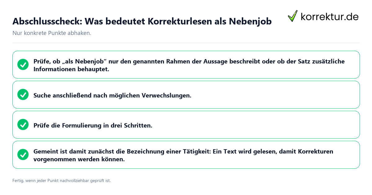 Konkreter Abschlusscheck zu Was bedeutet Korrekturlesen als Nebenjob