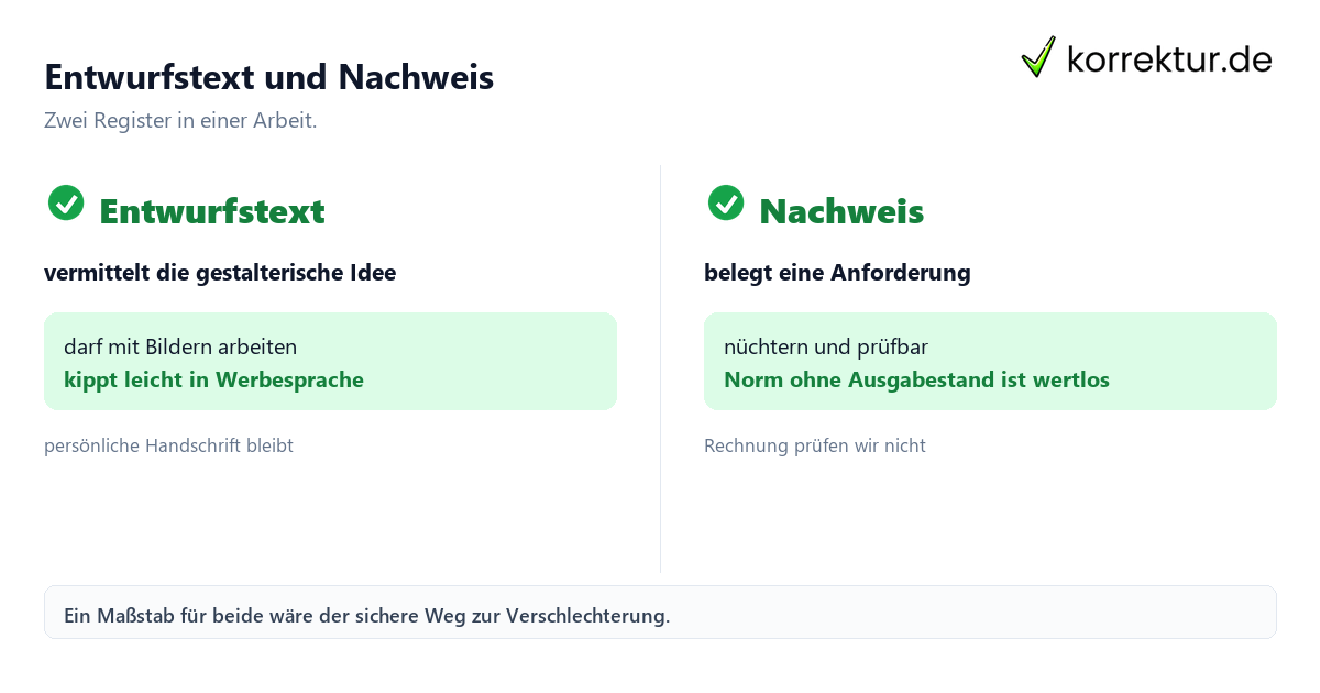Entwurfstext und Nachweis Architektur-Lektorat: Entwurfstext und Nachweis