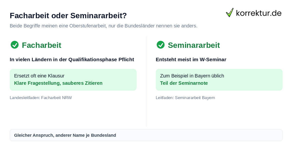 Facharbeit oder Seminararbeit? Facharbeit korrekturlesen: Unterschied zu Seminararbeit erklärt