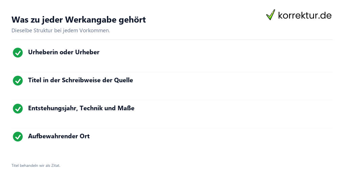 Kunstwissenschaft: Aufbau der Werkangabe