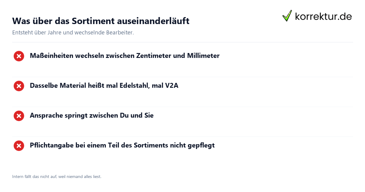 Produkttexte korrekturlesen: typische Inkonsistenzen