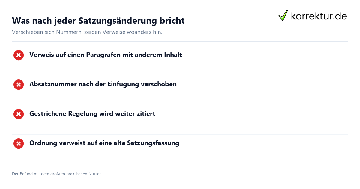 Vereinssatzung: Verweise nach Änderungen