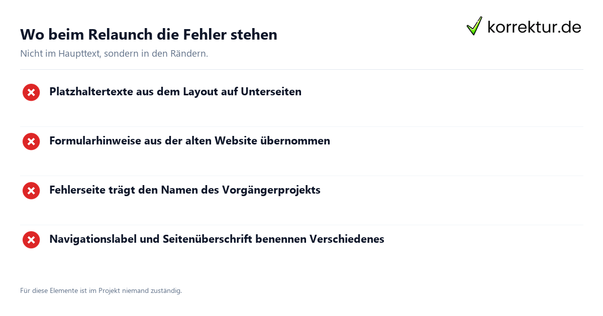 Website-Relaunch: typische Fundstellen
