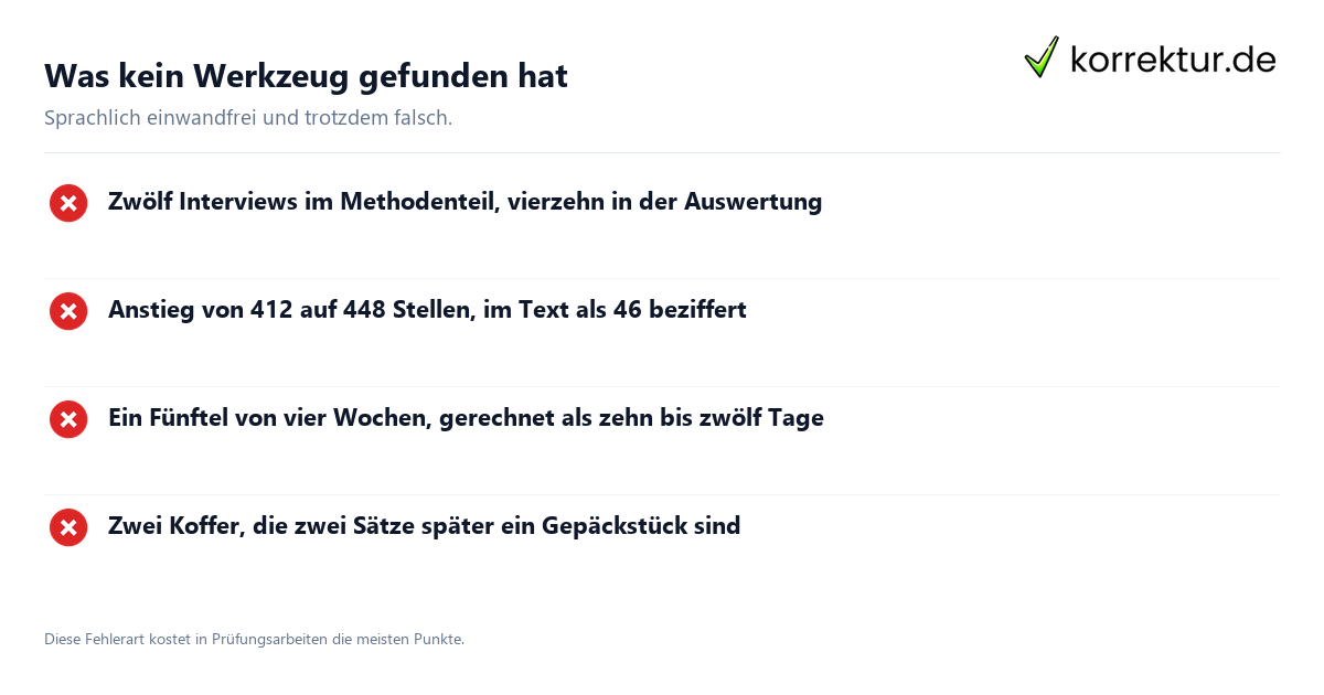Was kein Werkzeug gefunden hat Korrekturprogramme im Blindtest: unentdeckte Widersprüche