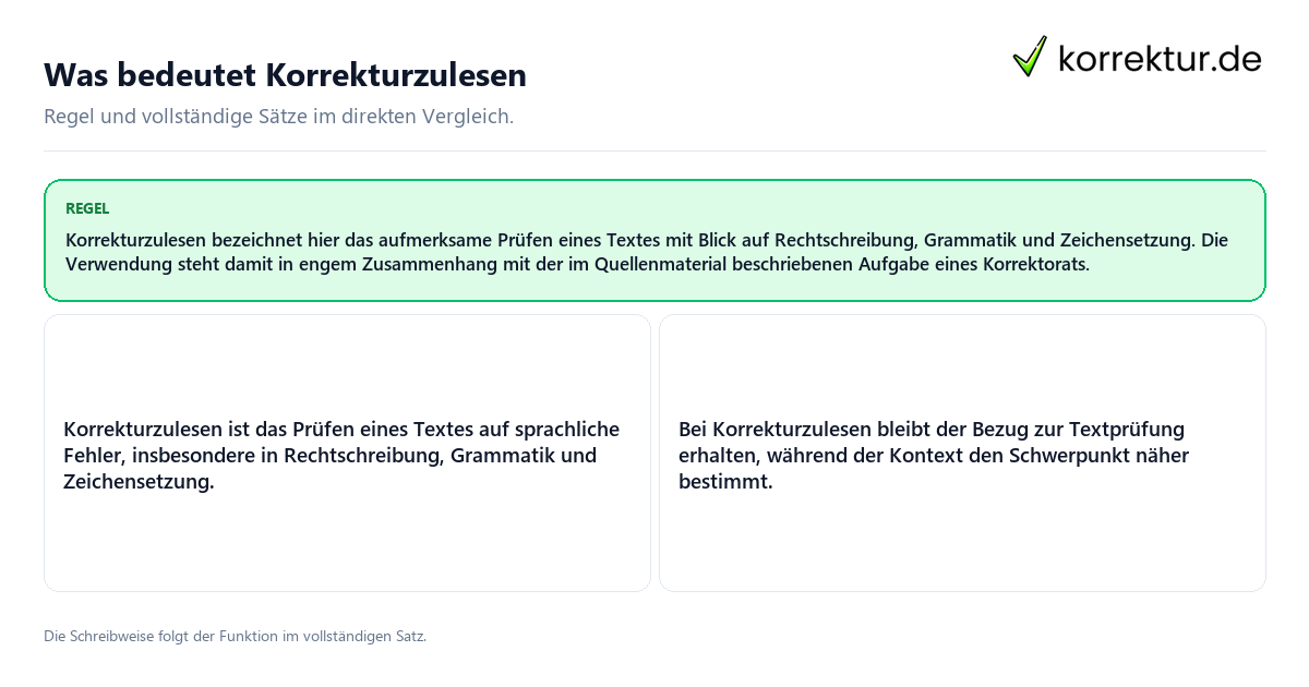 Was bedeutet Korrekturzulesen Konkrete Regel und vollständige Beispielsätze zu Was bedeutet Korrekturzulesen