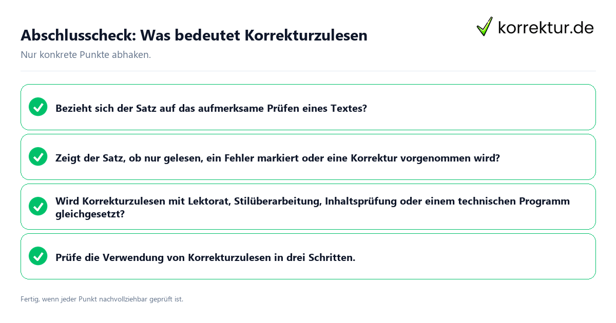Abschlusscheck: Was bedeutet Korrekturzulesen Konkreter Abschlusscheck zu Was bedeutet Korrekturzulesen