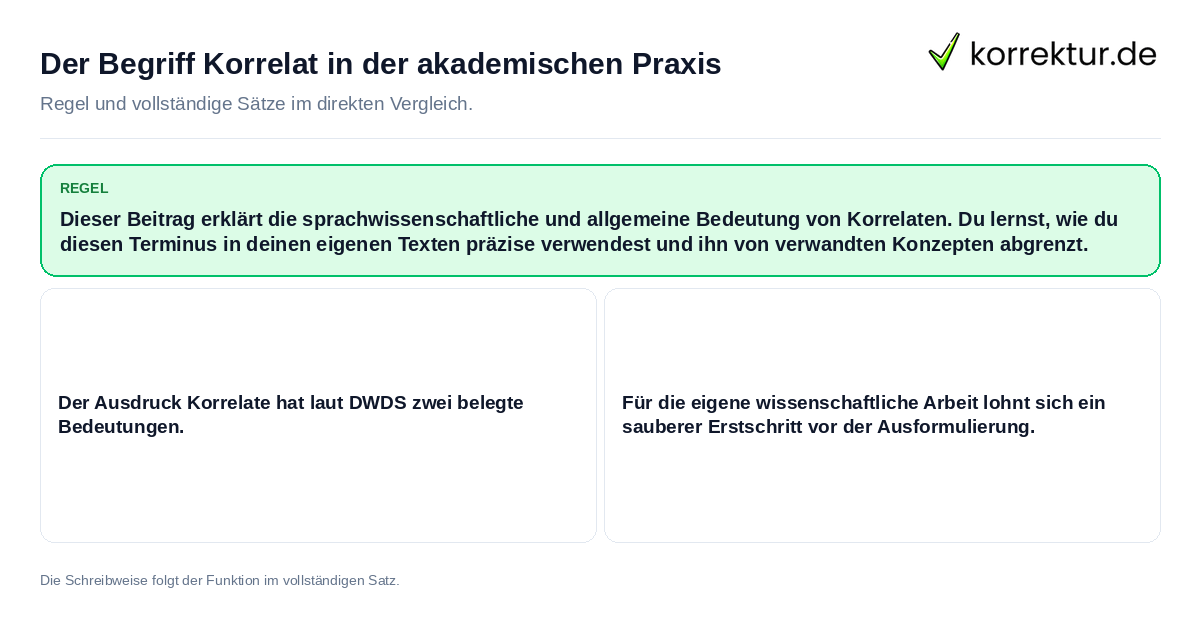 Der Begriff Korrelat in der akademischen Praxis Konkrete Regel und vollständige Beispielsätze zu Der Begriff Korrelat in der akademischen Praxis
