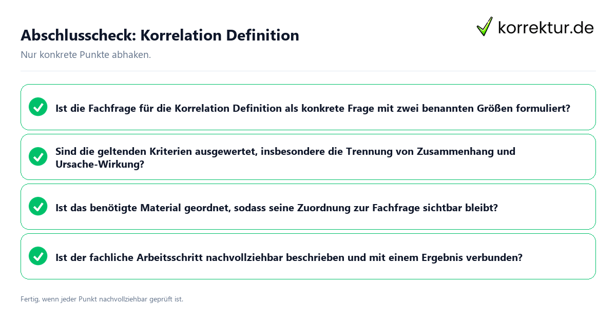 Abschlusscheck: Korrelation Definition Konkreter Abschlusscheck zu Korrelation Definition