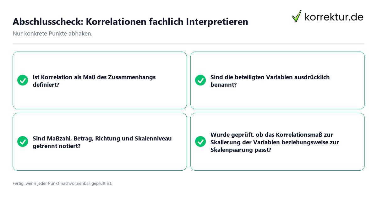 Abschlusscheck: Korrelationen fachlich Interpretieren Konkreter Abschlusscheck zu Korrelationen fachlich Interpretieren