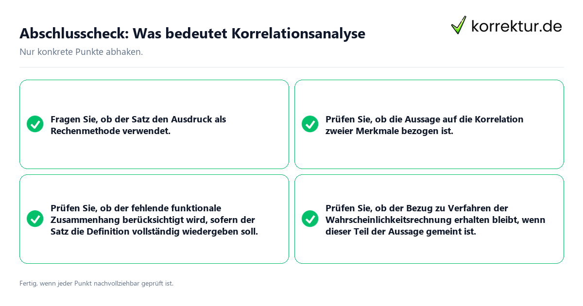 Konkreter Abschlusscheck zu Was bedeutet Korrelationsanalyse