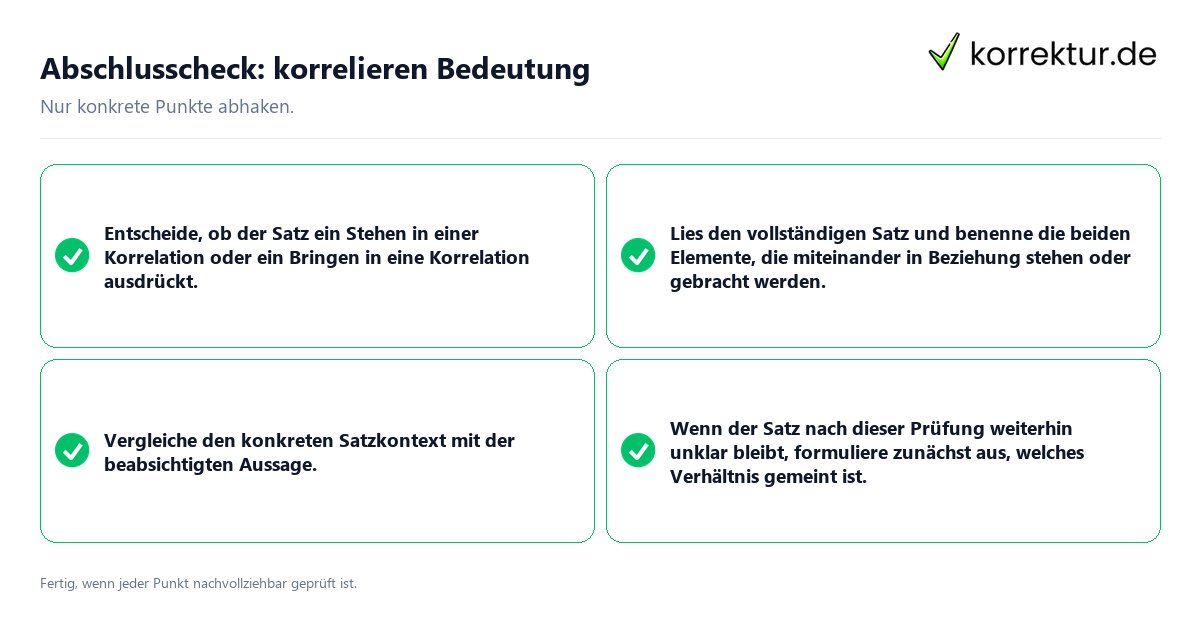 Abschlusscheck: korrelieren Bedeutung Konkreter Abschlusscheck zu korrelieren Bedeutung