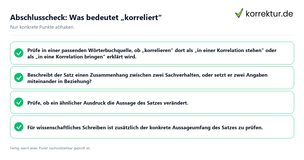 Abschlusscheck: Was bedeutet „korreliert“ Konkreter Abschlusscheck zu Was bedeutet „korreliert“