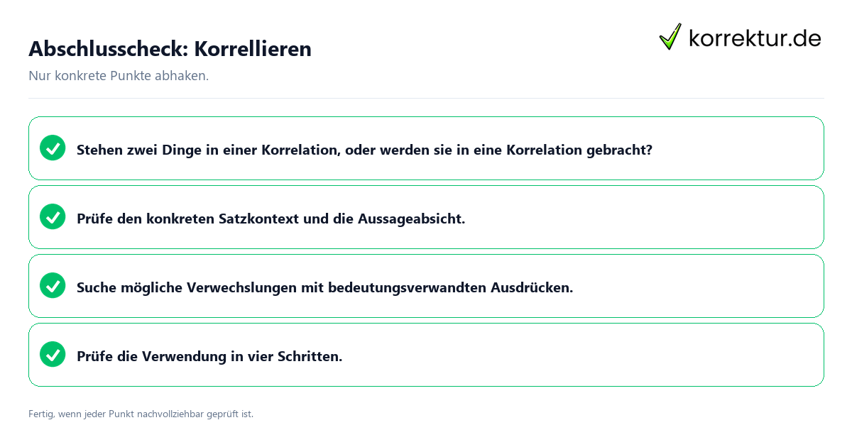 Konkreter Abschlusscheck zu Korrellieren