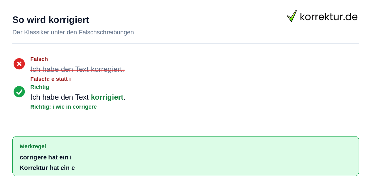 Rotstift-Korrektur: korregieren zu korrigieren