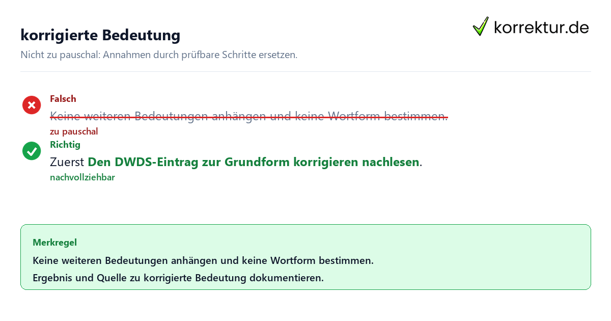Ungeeignete und belastbare Vorgehensweise bei korrigierte Bedeutung
