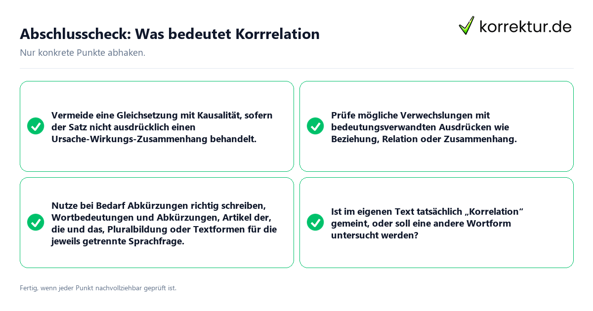 Konkreter Abschlusscheck zu Was bedeutet Korrrelation
