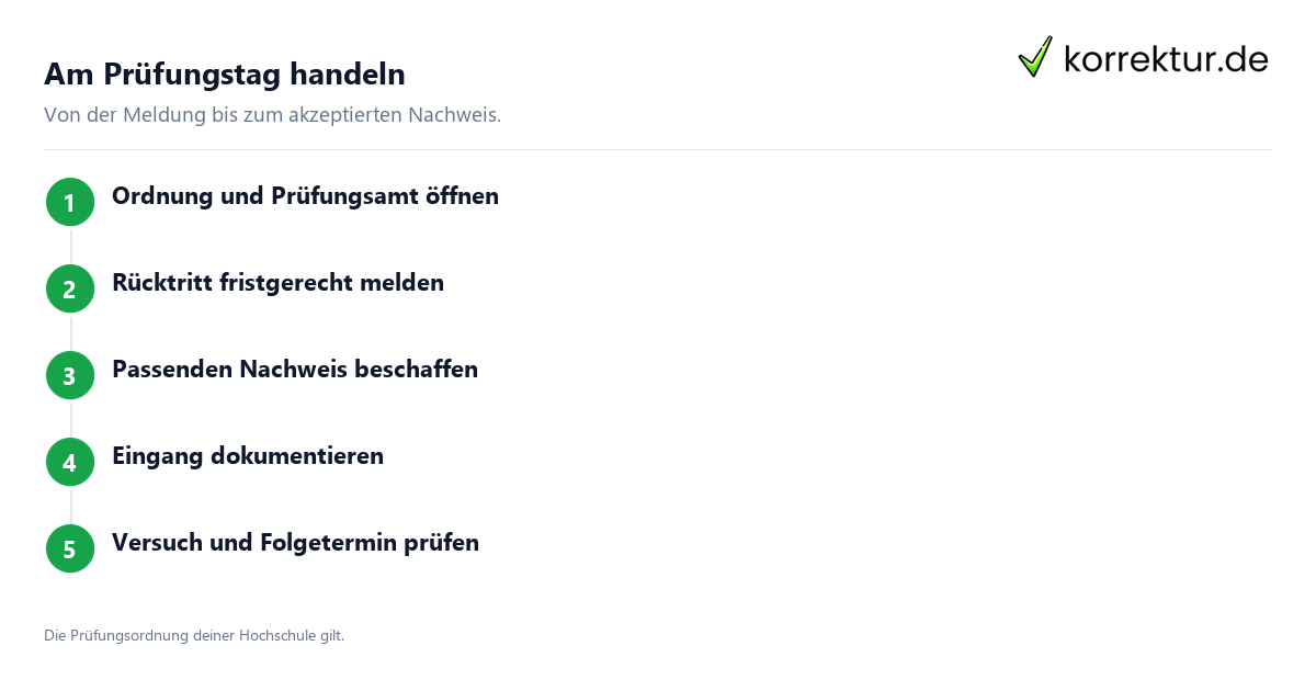 Am Prüfungstag handeln Krank bei Klausur Ablauf