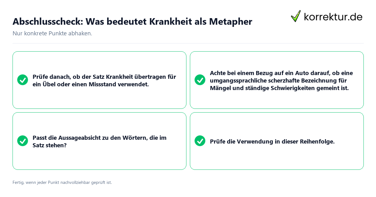Konkreter Abschlusscheck zu Was bedeutet Krankheit als Metapher