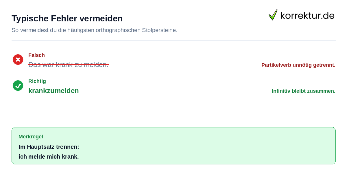 Rotstift Korrektur für krankmelden und krankgemeldet