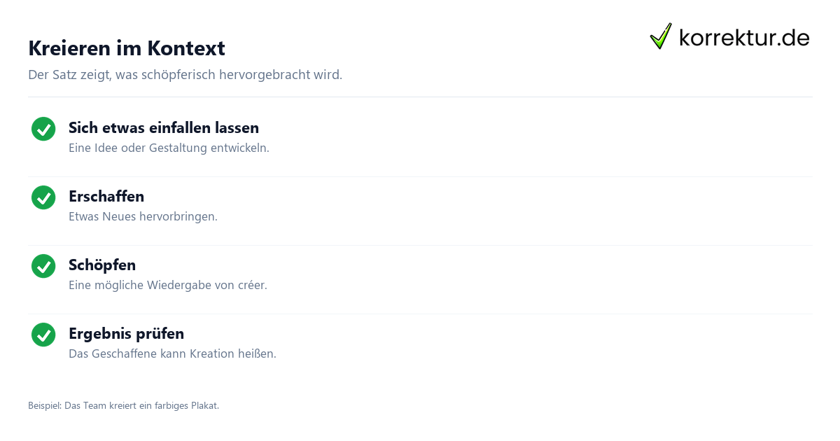 Kreieren im Kontext Was bedeutet „kreieren“ und wie wird es verwendet? Bedeutungen im Satz