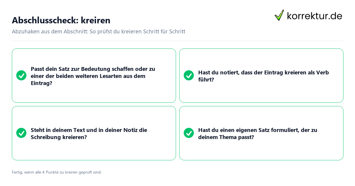 Abschlusscheck: kreiren Konkreter Abschlusscheck zu kreiren