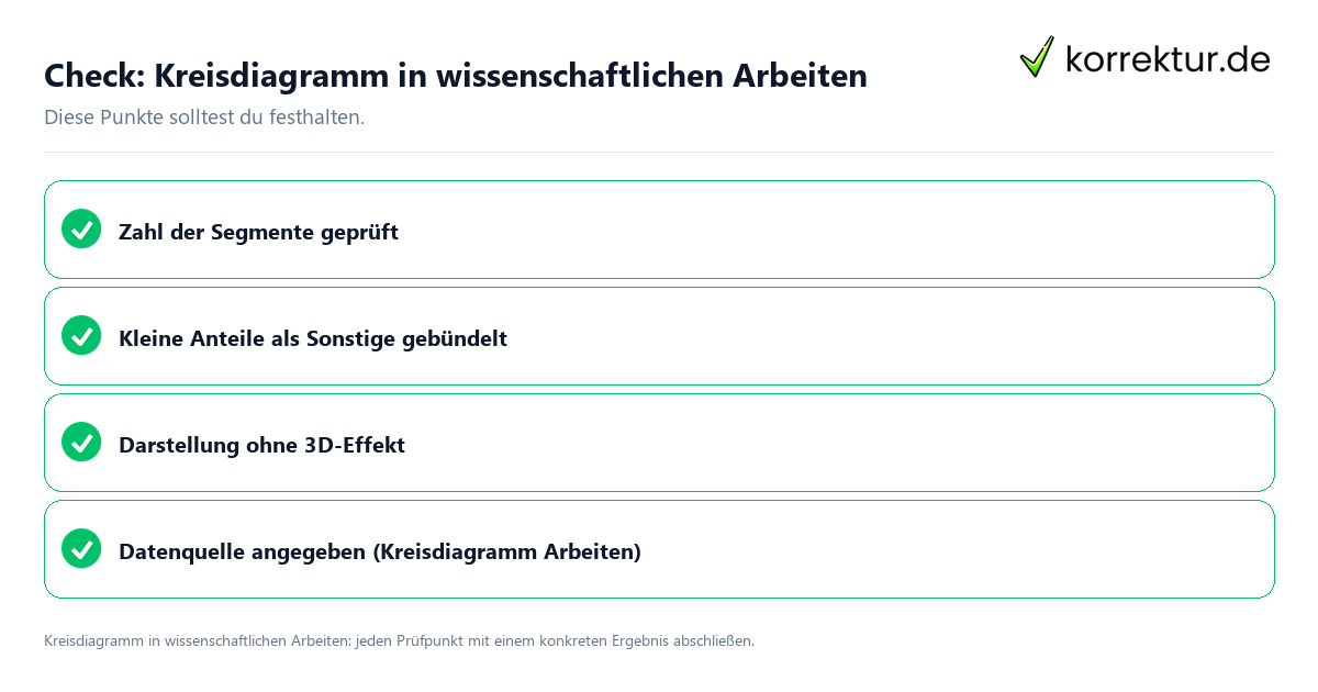 Kreisdiagramm in wissenschaftlichen Arbeiten mit einer themenspezifischen Checkliste