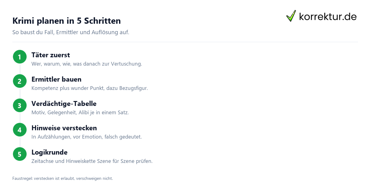 Krimi schreiben: Fall vom Täter aus rückwärts planen