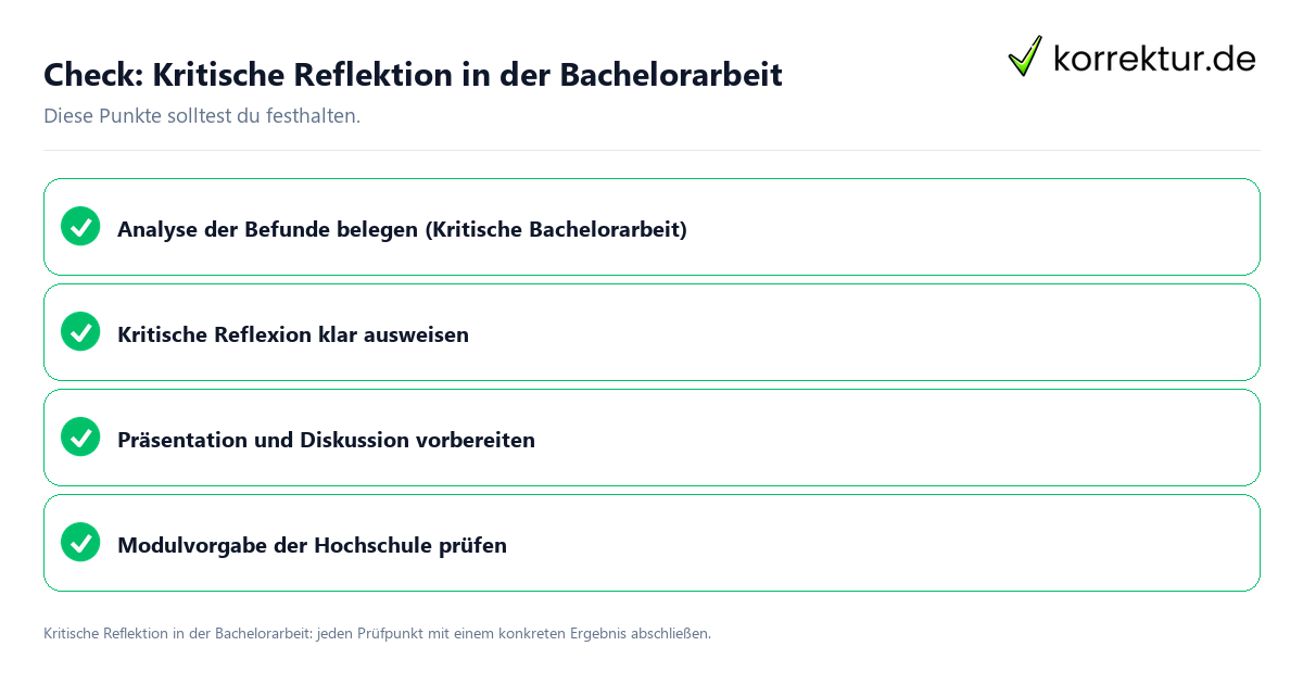 Kritische Reflektion in der Bachelorarbeit mit einer themenspezifischen Checkliste