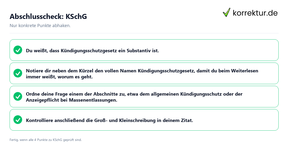 Konkreter Abschlusscheck zu KSchG