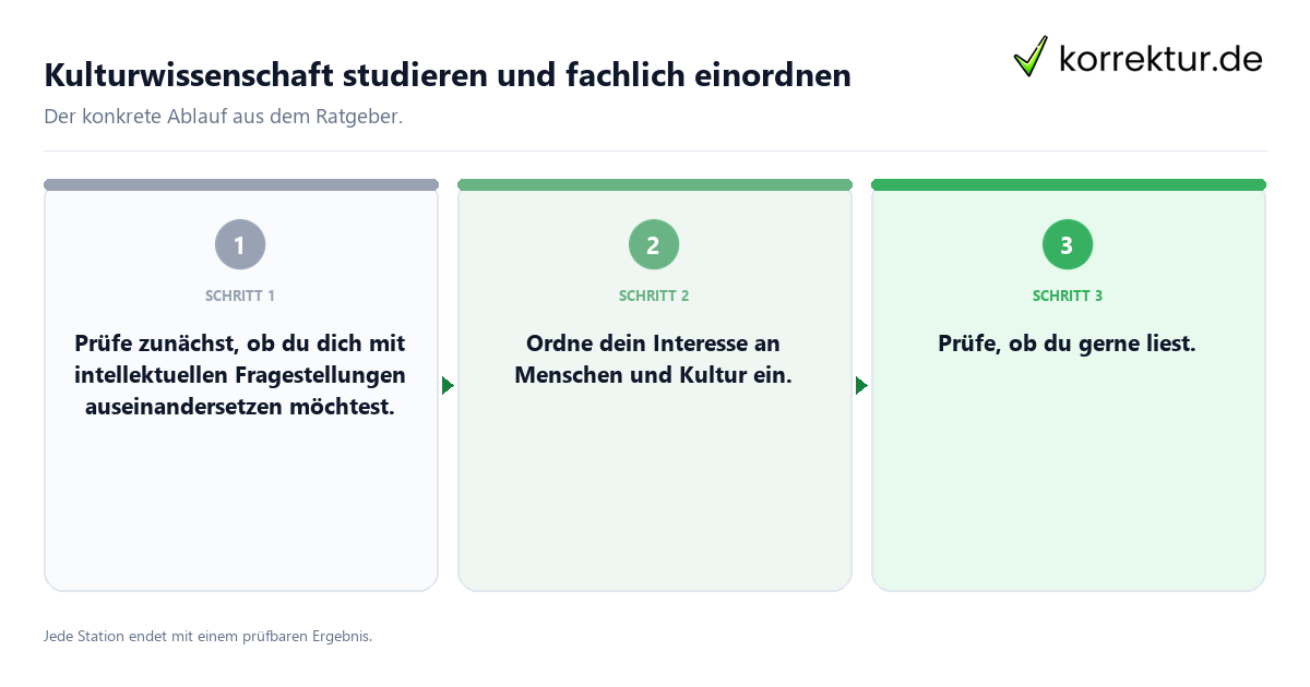 Konkrete Schritte zu Kulturwissenschaft studieren und fachlich einordnen