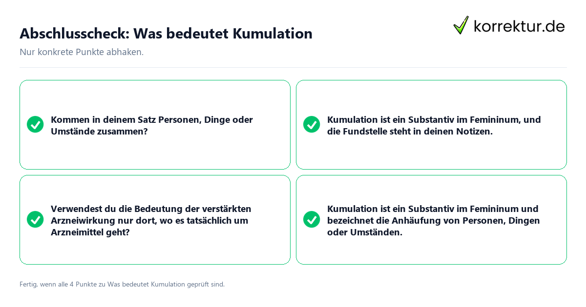 Abschlusscheck: Was bedeutet Kumulation Konkreter Abschlusscheck zu Was bedeutet Kumulation