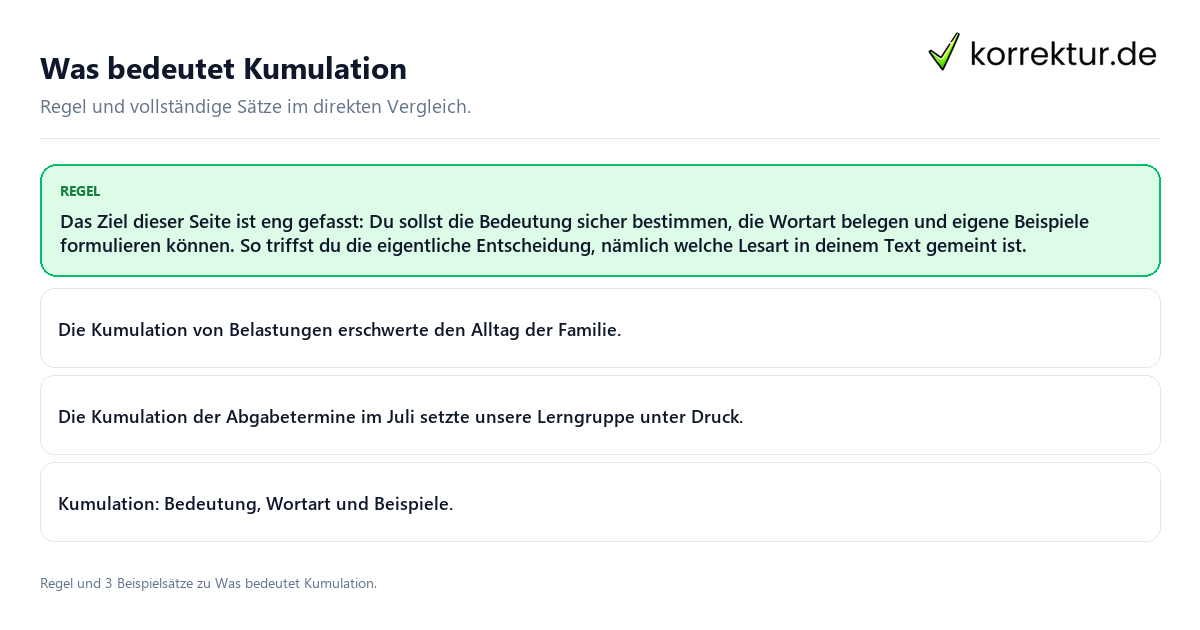 Was bedeutet Kumulation Konkrete Regel und vollständige Beispielsätze zu Was bedeutet Kumulation