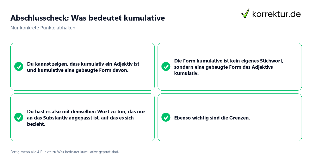 Konkreter Abschlusscheck zu Was bedeutet kumulative