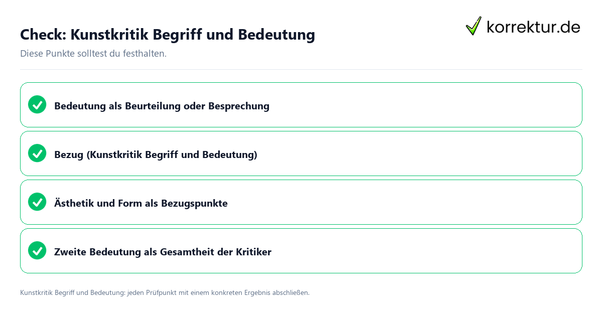 Kunstkritik Begriff und Bedeutung mit einer themenspezifischen Checkliste