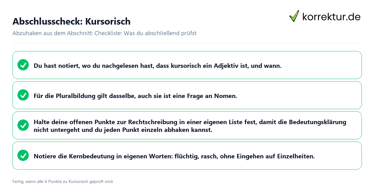 Konkreter Abschlusscheck zu Kursorisch