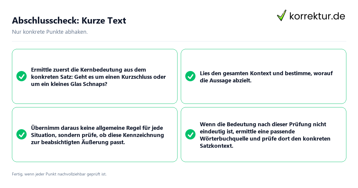 Konkreter Abschlusscheck zu Kurze Text